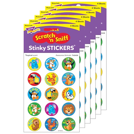 Trend Enterprises Awesome Animals/Tropical Stinky Stickers, PK360 T83438